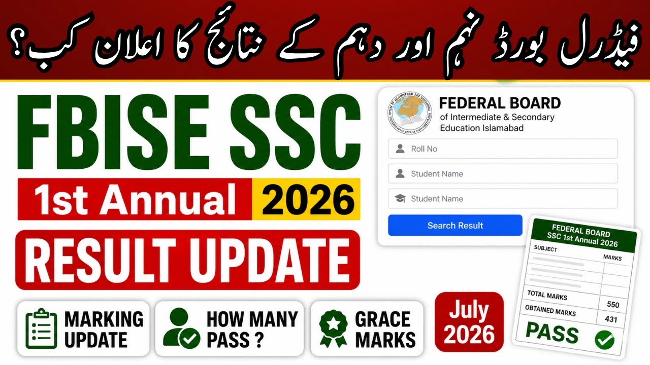 Federal Board SSC 1st Annual Examination 2026 Result Update | Board Result Date 2026