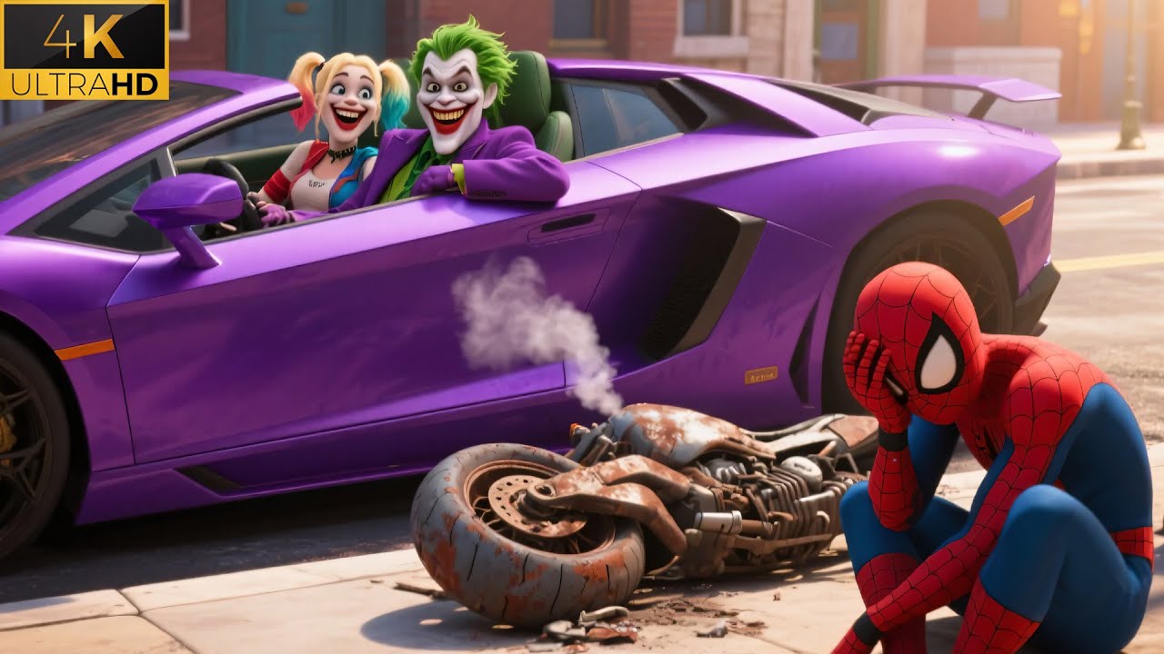 Drama! Harley Quinn Chose Joker! Spider-Man and His Broken Bike Left Behind! | SpiderMan AI #ai