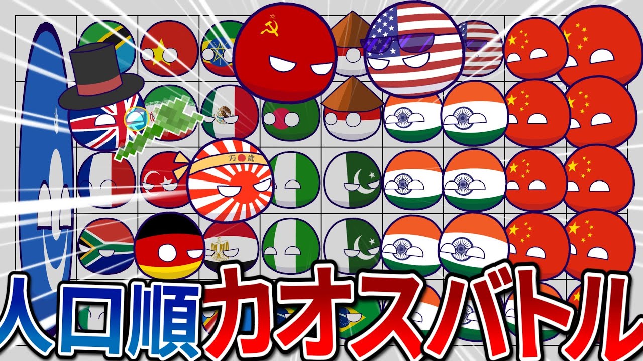 【ポーランドボール】人口順でカオスバトル！