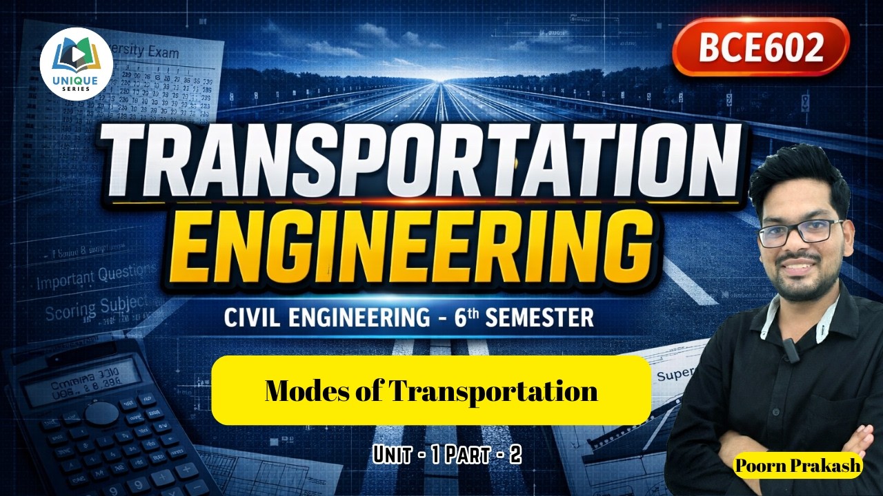 U1 P2 Modes of Transportation Engineering |  AKTU CIvil Engg 6 Sem | BCE601 | #UniqueSeriese