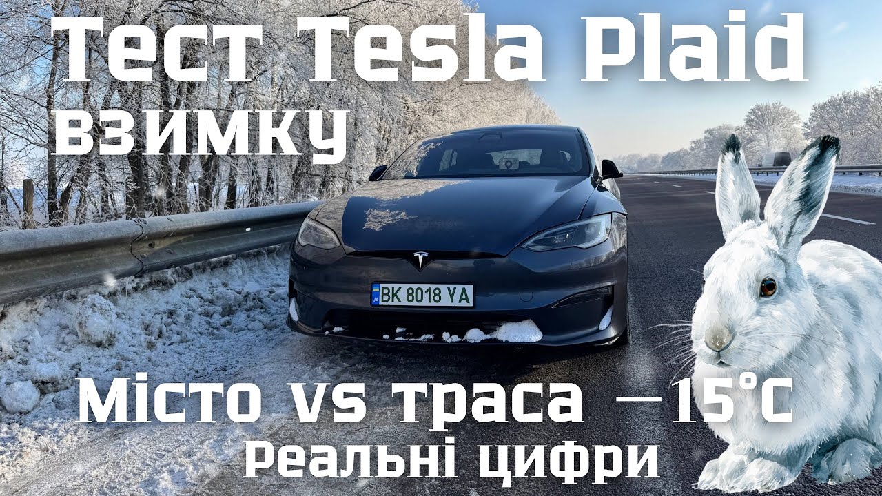 Тест Tesla Plaid взимку. Місто vs траса −15°C реальні цифри
