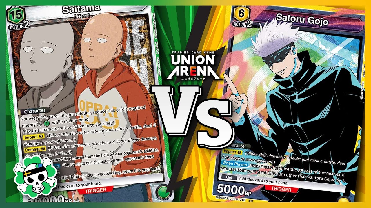 Union Arena Green Saitama vs Yellow Gojo | One Punch Man vs Jujutsu Kaisen Gameplay & Commentary