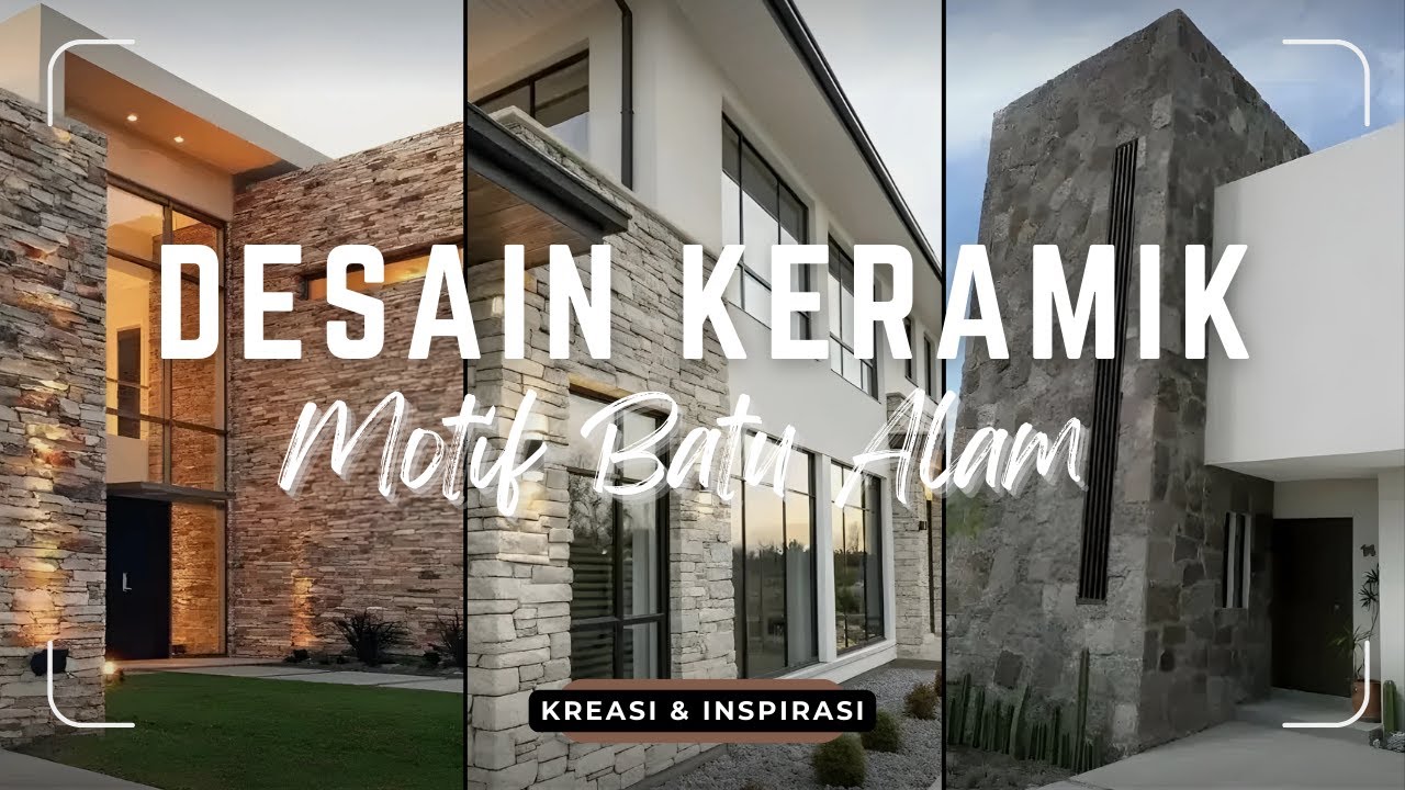 TERBAIK! DESAIN KERAMIK MOTIF BATU ALAM DINDING DEPAN RUMAH | DEKORASI FASAD EKSTERIOR RUMAH NATURAL