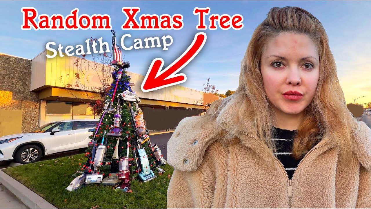 Stealth Car Camping Behind a Random Outdoor Christmas Tree (Festive Holiday Special)