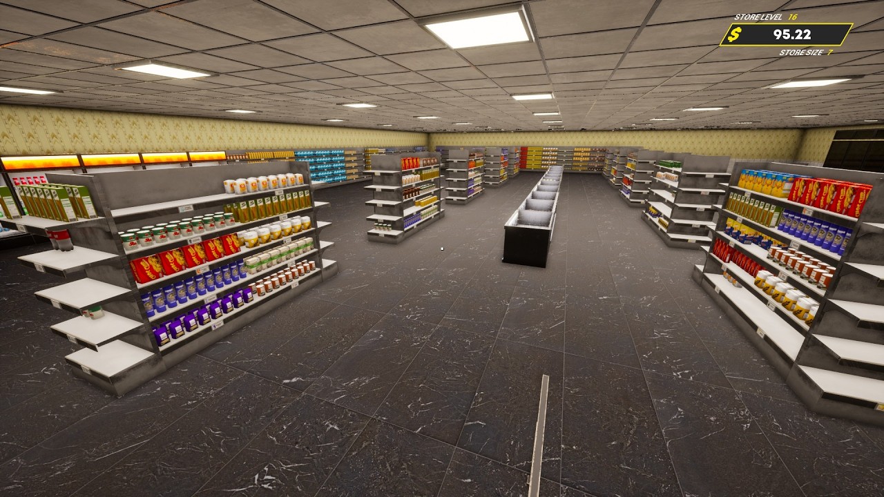 A grocery store with full and half shelves