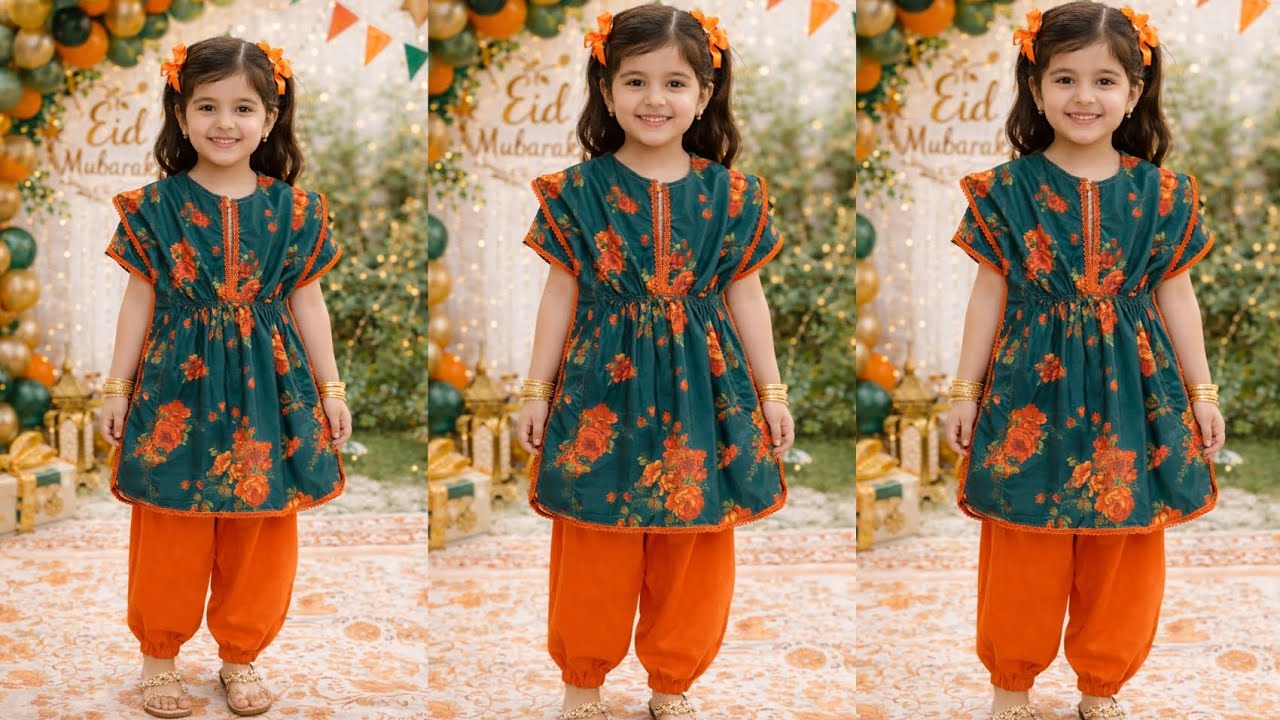 Easy Kaftan Dress for 6–7 Years Girl | Summer & Eid Special | Cutting & Stitching Tutorial