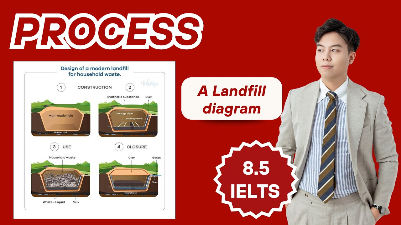 8.5 IELTS 🔥 Writing Task 1: Demonstrating a landfill diagram