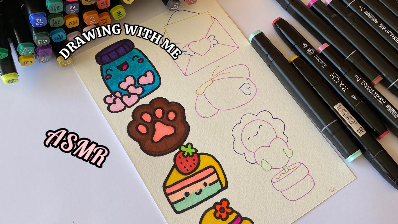 Relaxing Drawing ASMR 🎨 | Cute Doodles with Markers | Drawing With Me