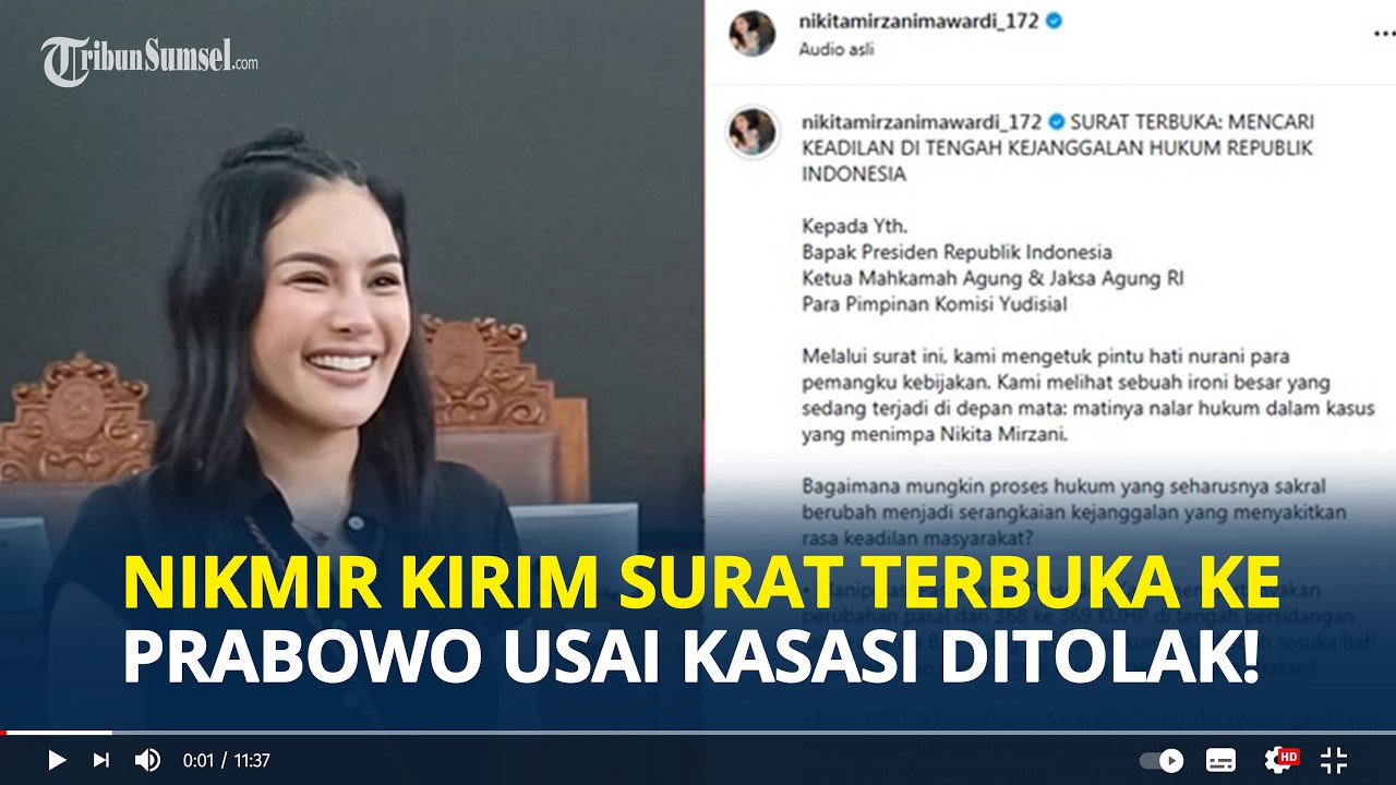 NIKITA Mirzani Kirim Surat Terbuka ke Prabowo usai Kasasi Ditolak MA, Nikmir Bukan Ancaman Negara!