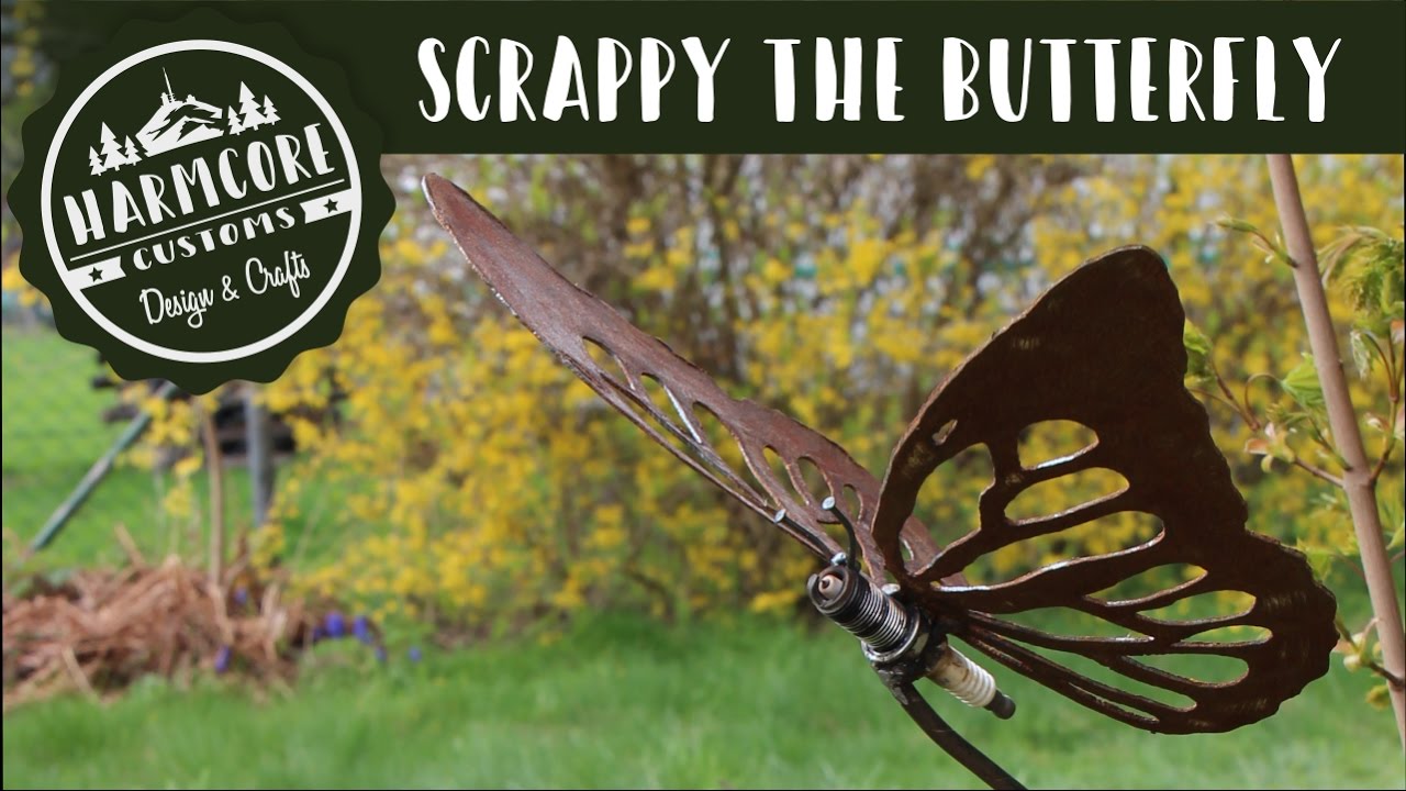 Scrappy the butterfly - upcycled garden sculpture