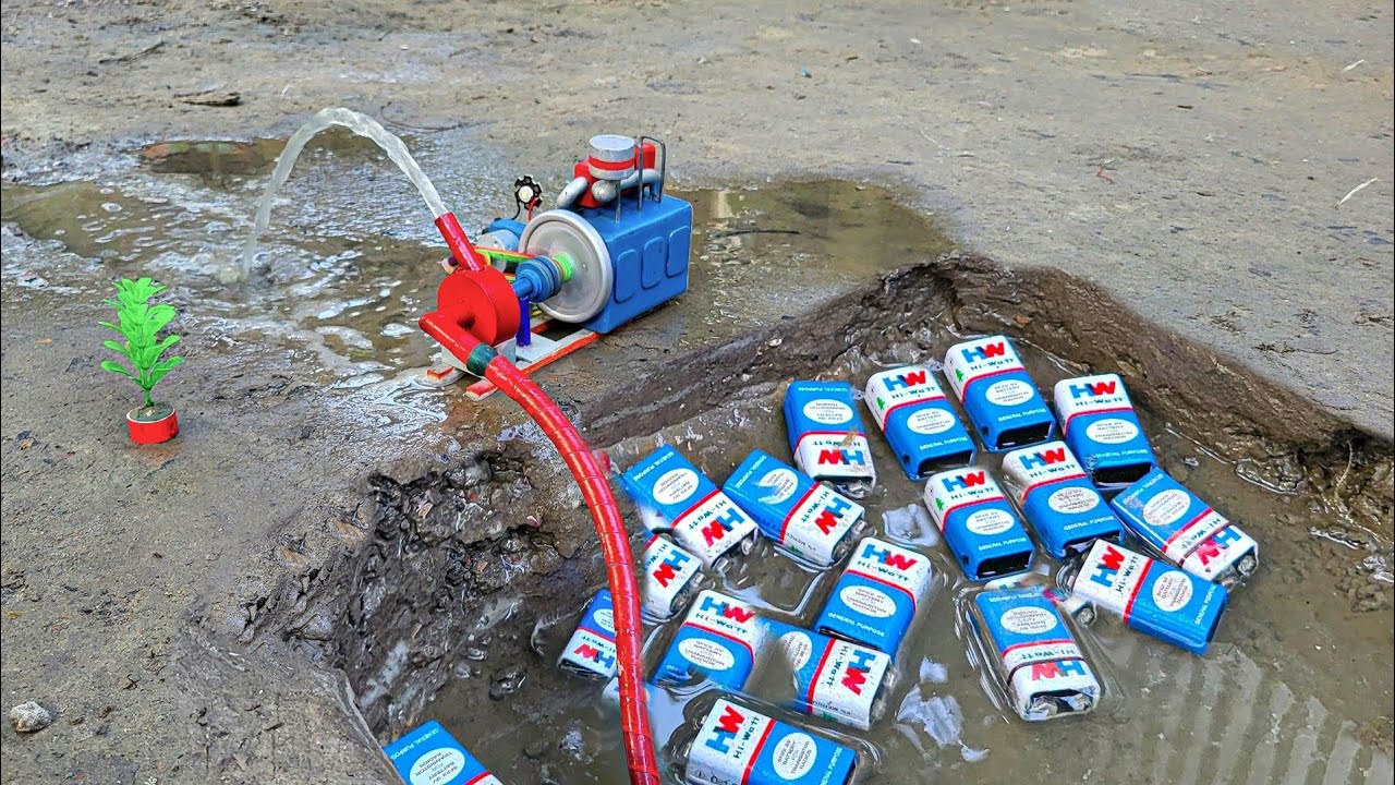 Found Many HW Battery Under Water Using Water Pump