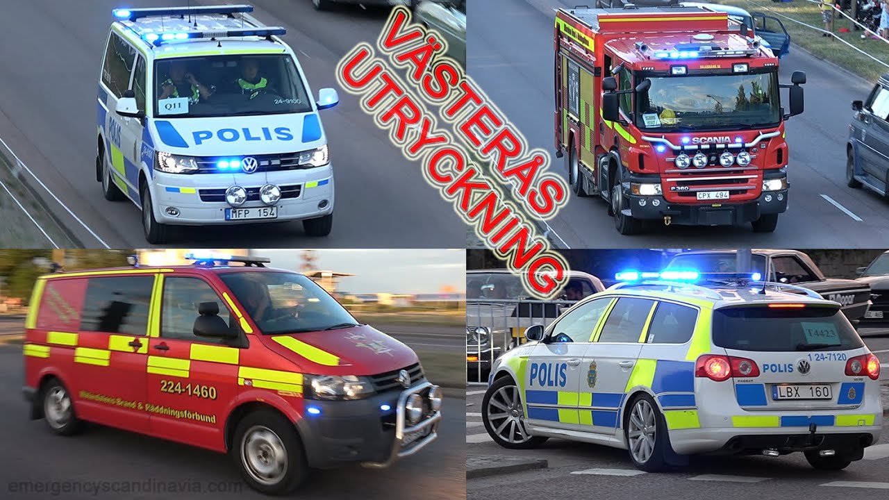 Utryckning Västerås – polis, brandkår, ambulans del 1