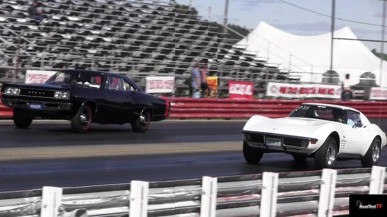 Very Rare 426 Hemi Super Bee vs 454 LS6 Corvette - 1/4 mile Drag Race - Road Test TV&reg;