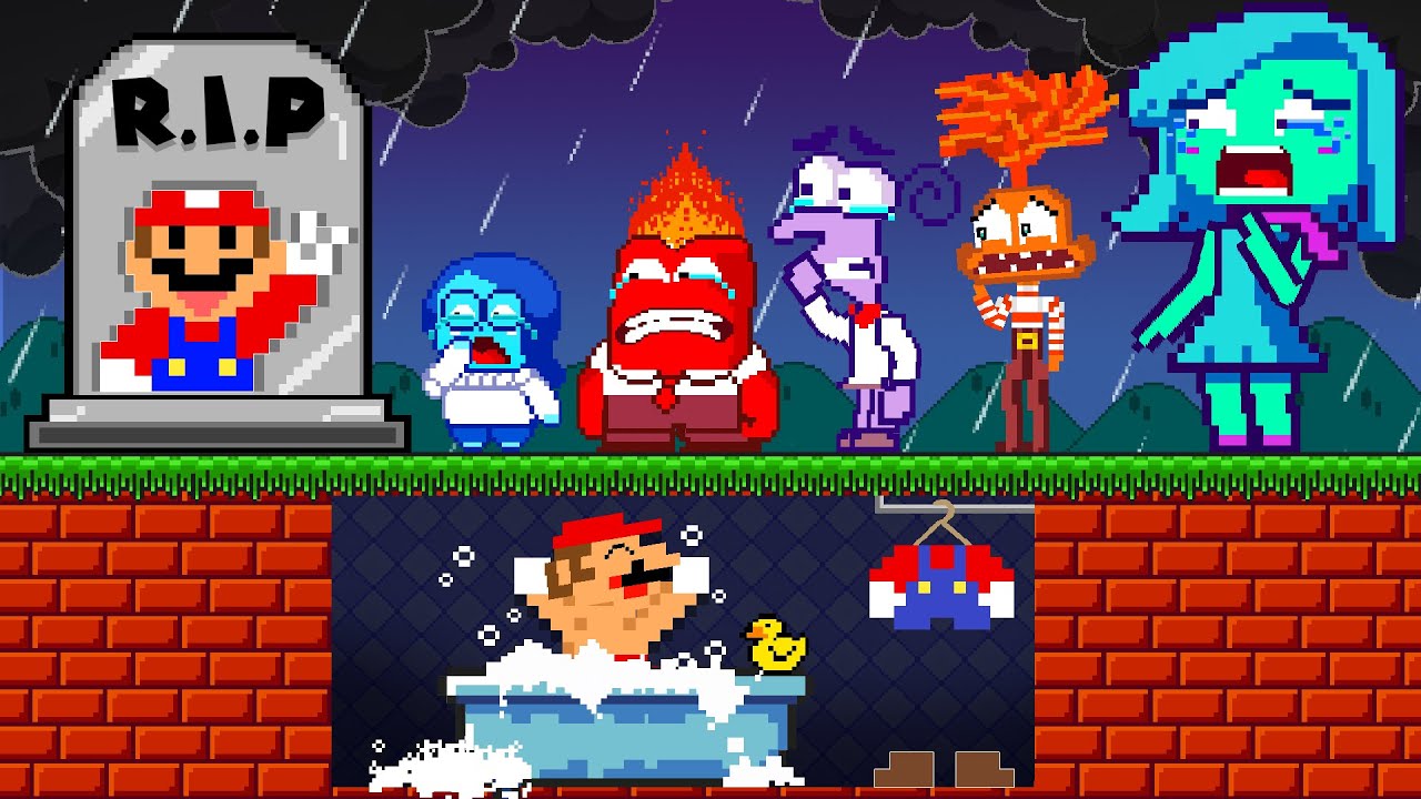 Sad Story: Team INSIDE OUT Characters R.I.P Mario in the Bathroom | Game Animation