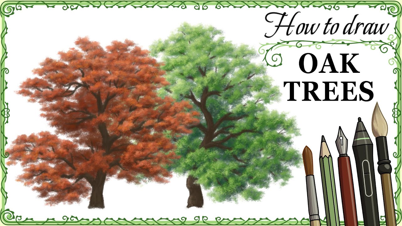 How to paint OAK TREES - Step by Step Art Tutorial
