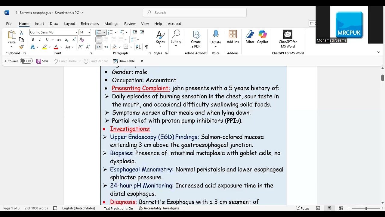 Communication case scenario- Barrett's esophagus - Dr.Mohamed osama - April 2025 course