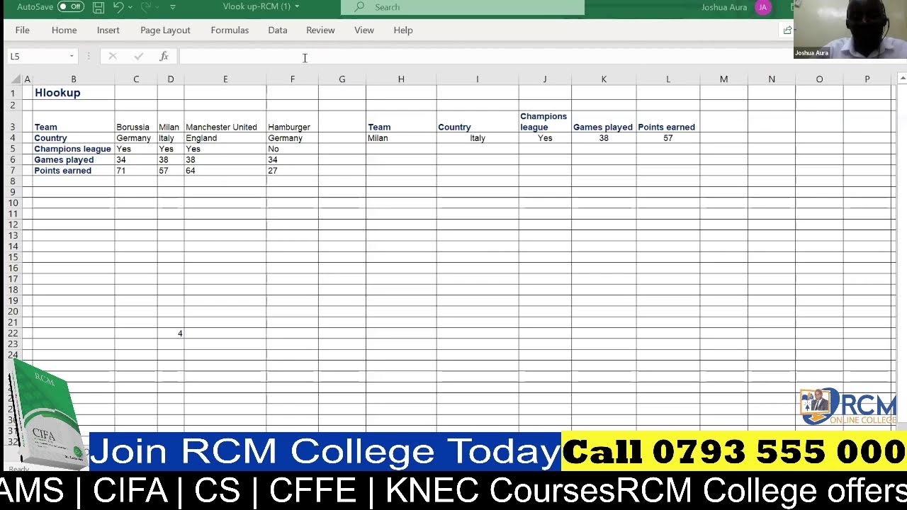 CPA BDA Advanced Excel - VLOOKUP