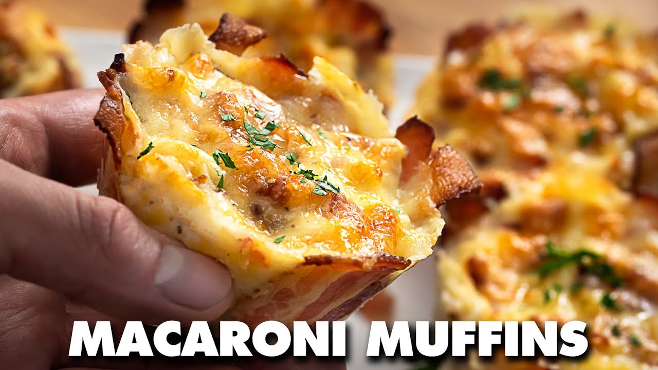 Macaroni & Cheese Muffins with Bacon! - Mac And Cheese Cups