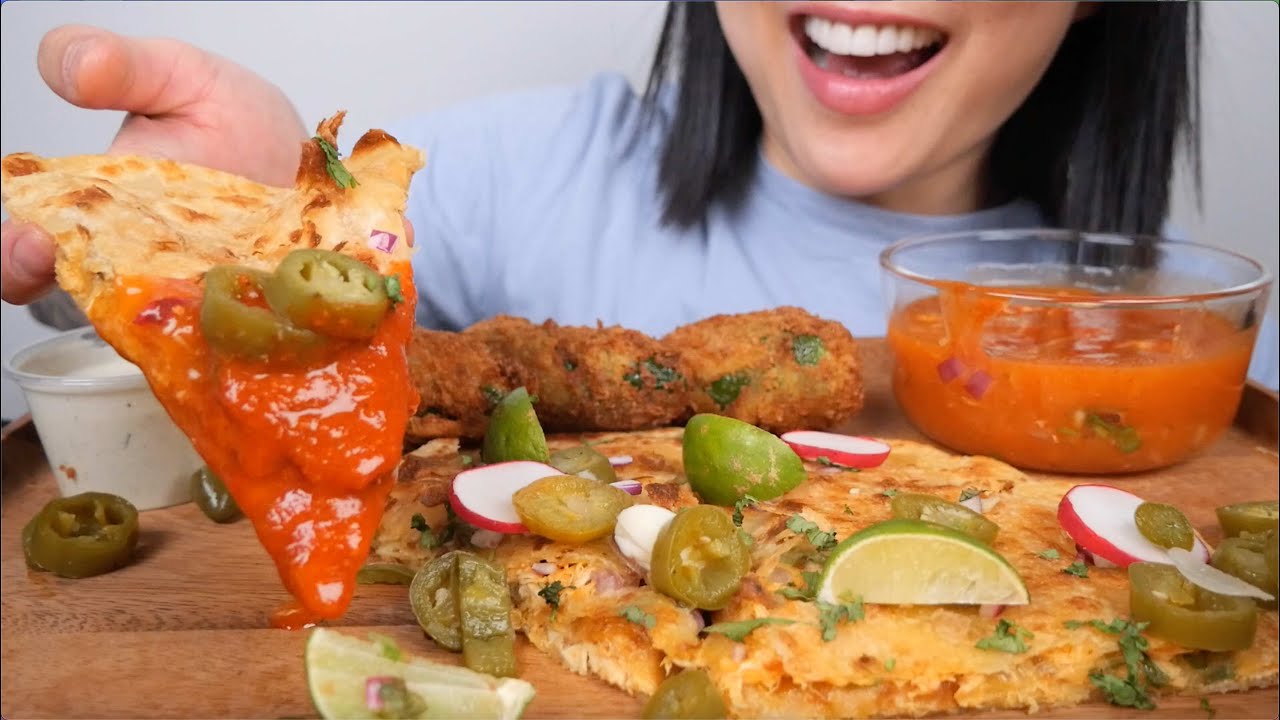PIZZA BIRRIA + FRIED CHEESY JALAPENO (ASMR EATING SOUNDS) NO TALKING | SAS-ASMR