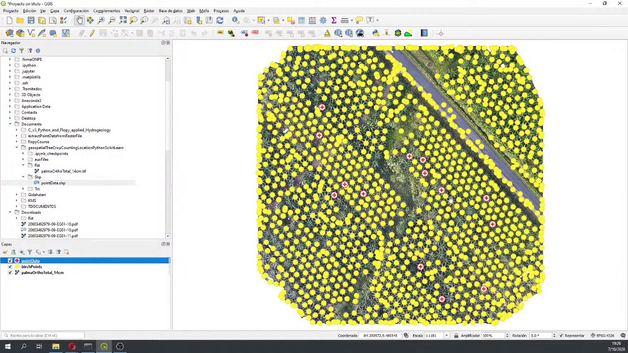 Geospatial crop counting from drone orthophotos with Python and Scikit Learn