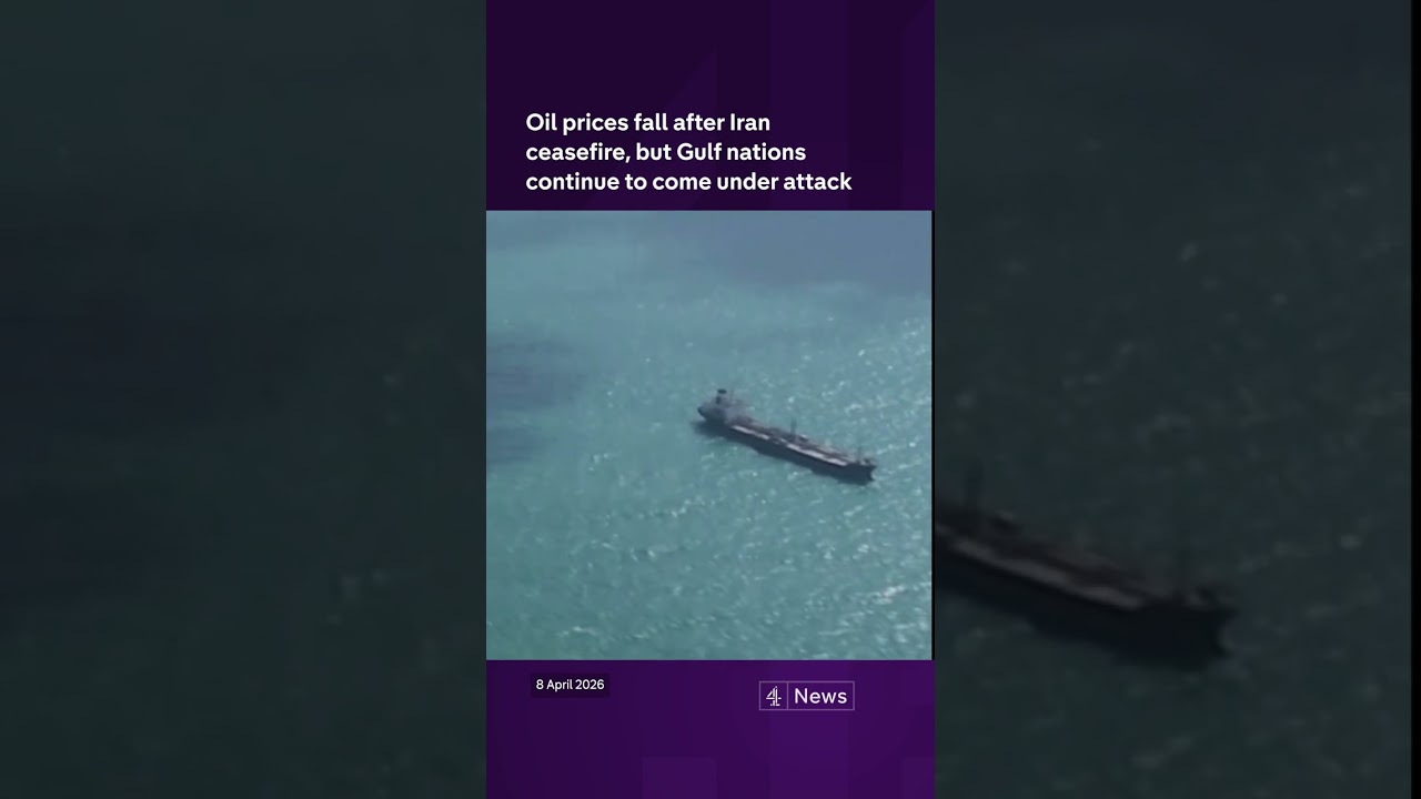 Oil prices fall after Iran ceasefire, but Gulf nations continue to come under attack