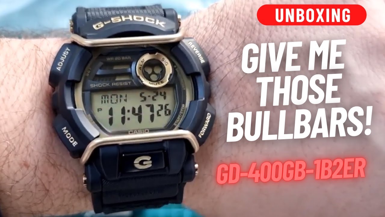 GIVE ME THOSE BULLBARS! UNBOXING: GD-400GB-1B2ER CASIO GSHOCK GOLD BLACK!