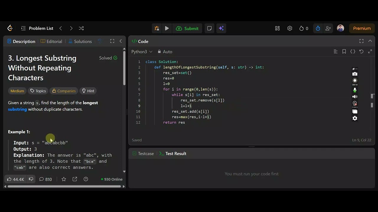 Longest Substring Without Repeating Characters