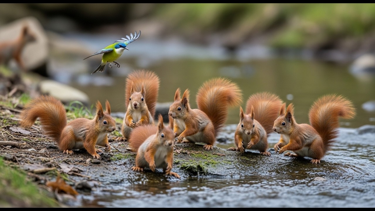 Cat TV Chipmunks, Birds and Squirrels in a Beautiful Garden  4K