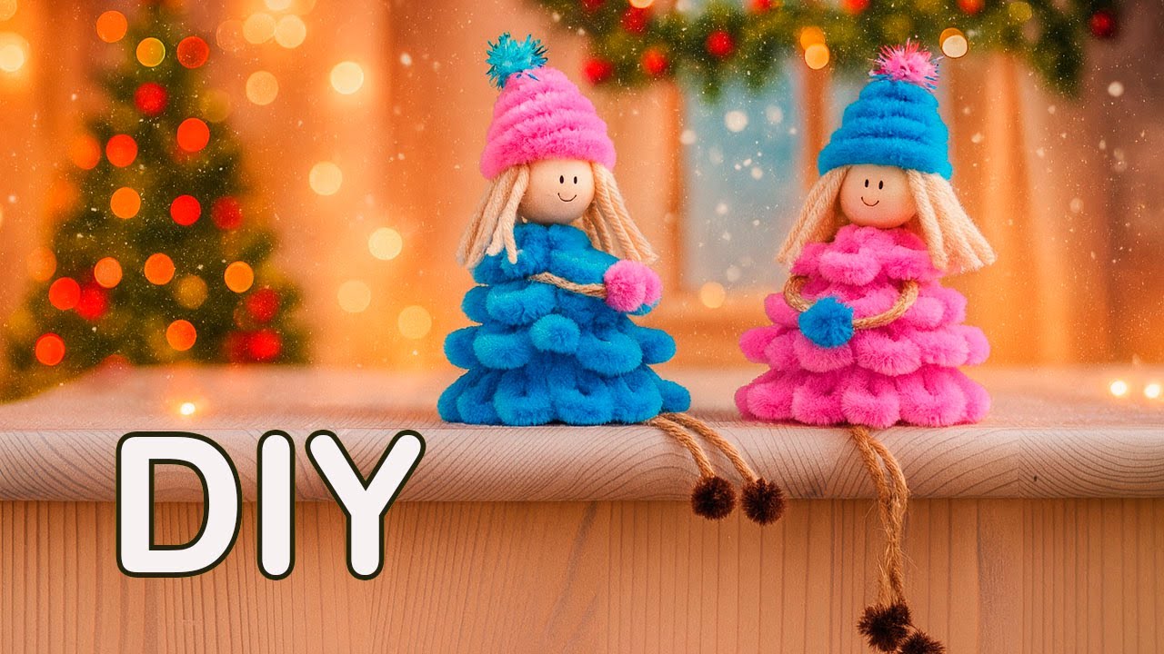 😍Adorable Christmas craft dolls 😍 made from Pipe Cleaner