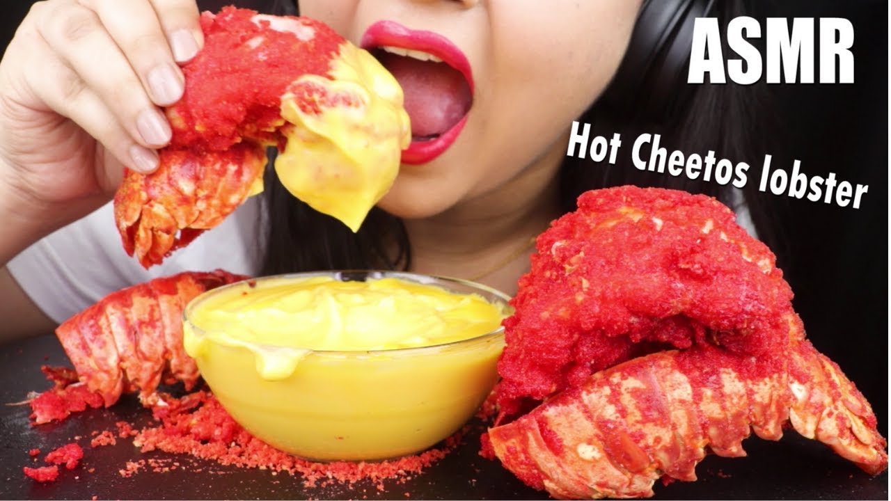 CHEESY HOT CHEETOS GIANT LOBSTER TAIL MUKBANG (EATING SOUNDS) | LISHH-ASMR