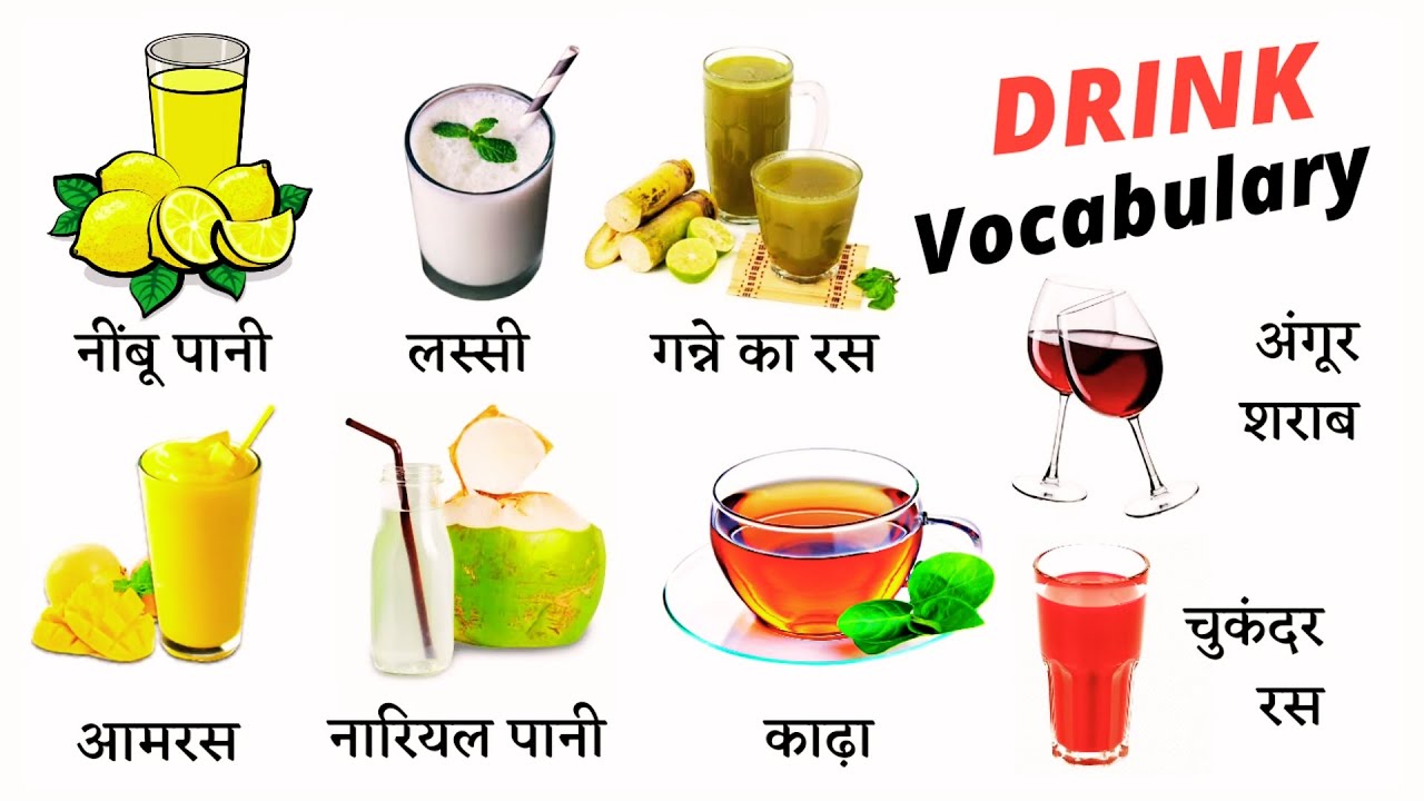Drink Name in English & Hindi with Pictures | Drink Name For Kids | Drink Name in English