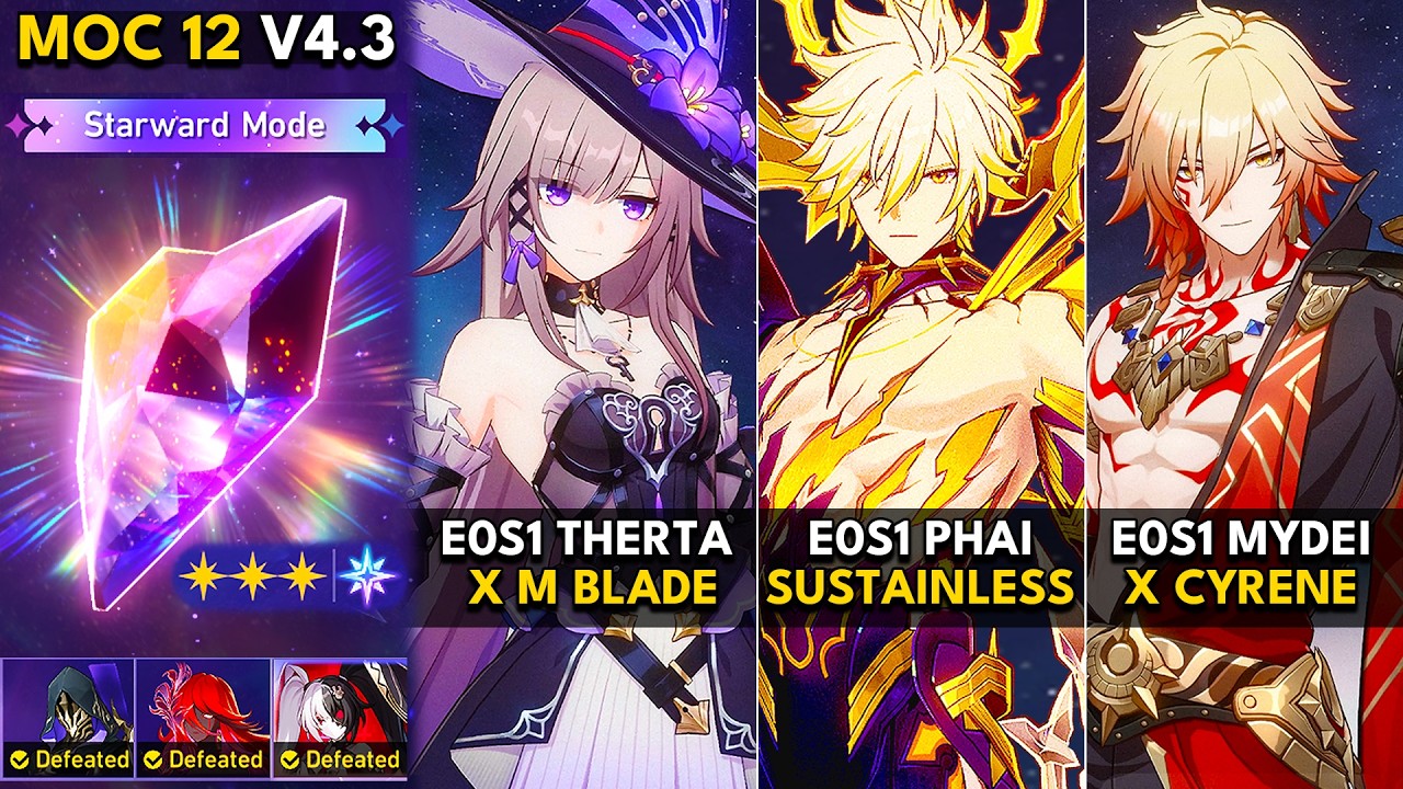 E0S1 The Herta, E0S1 Phainon, E0S1 Mydei | MOC 12 Starward Mode | HSR 4.3