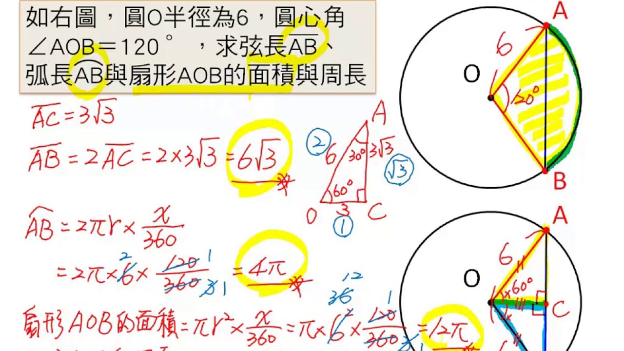 (2) 圓心角所對弦長、弧長與扇形面積_【基本觀念】_國三上2-2_Live數學學習網_www.Liveism.com_名師葛倫