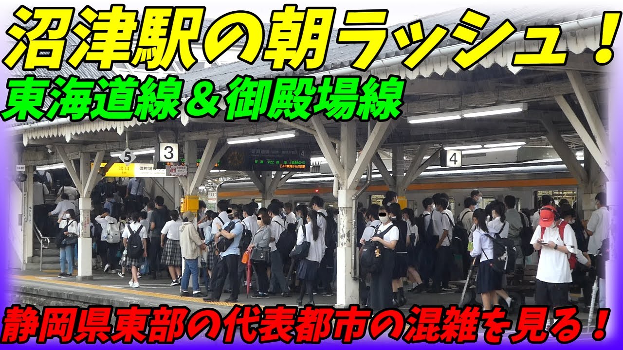 【学生で混雑する駅！】沼津駅の朝ラッシュ！JR東海道本線＆御殿場線【静岡県沼津市】