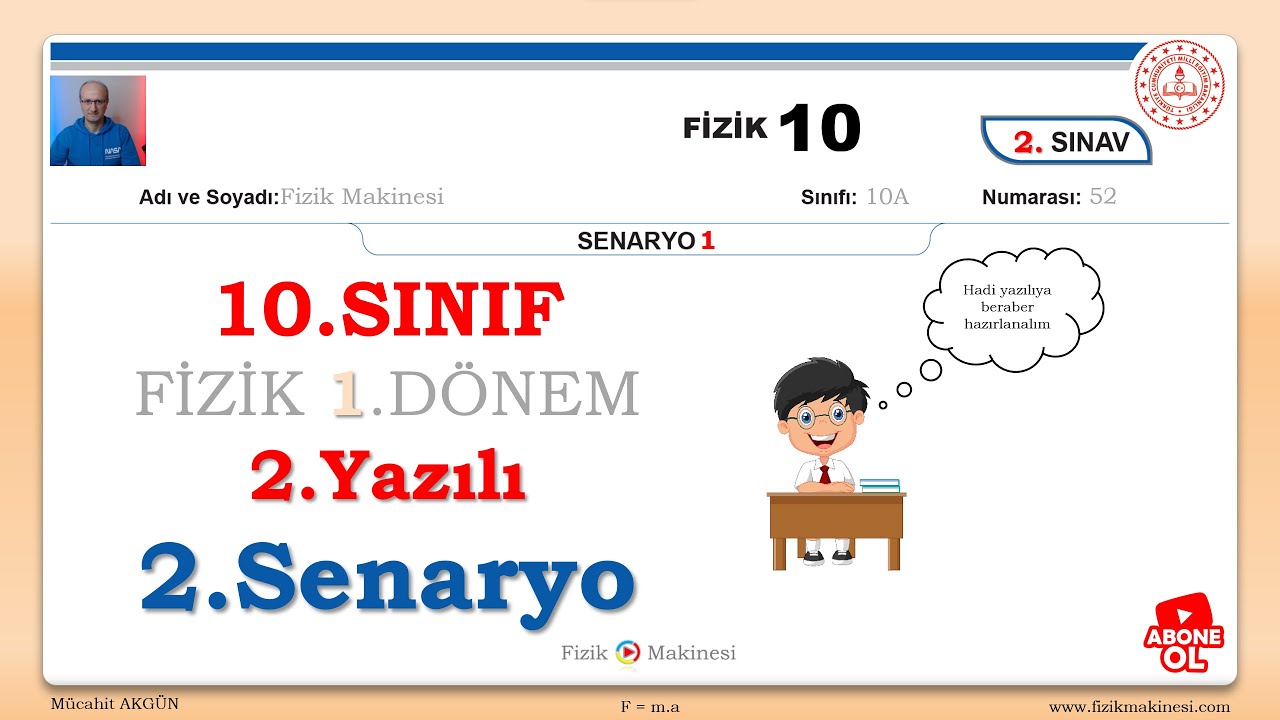 10.Sınıf MEB FİZİK Yazılı Senaryoları 1.Dönem 2.Yazılı SENARYO-2 [2024]+PDF