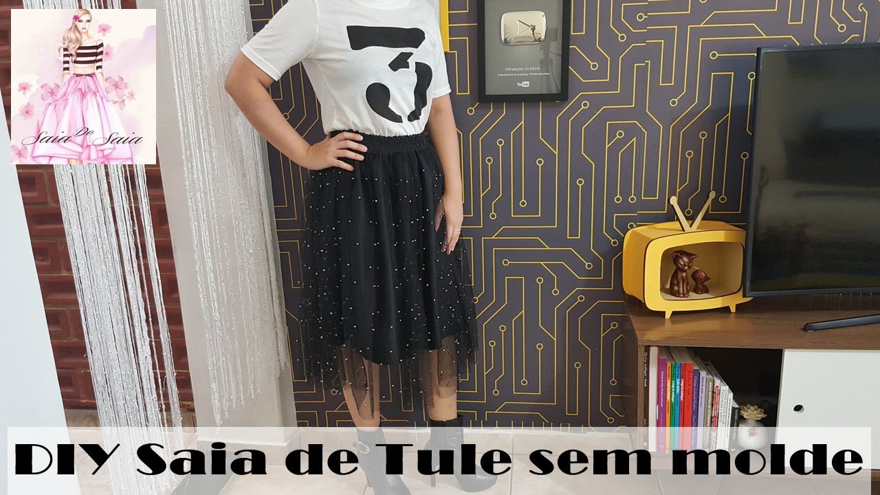 DIY - Saia de Tule bordado sem Molde - Curso de Corte e Costura - Passo a Passo