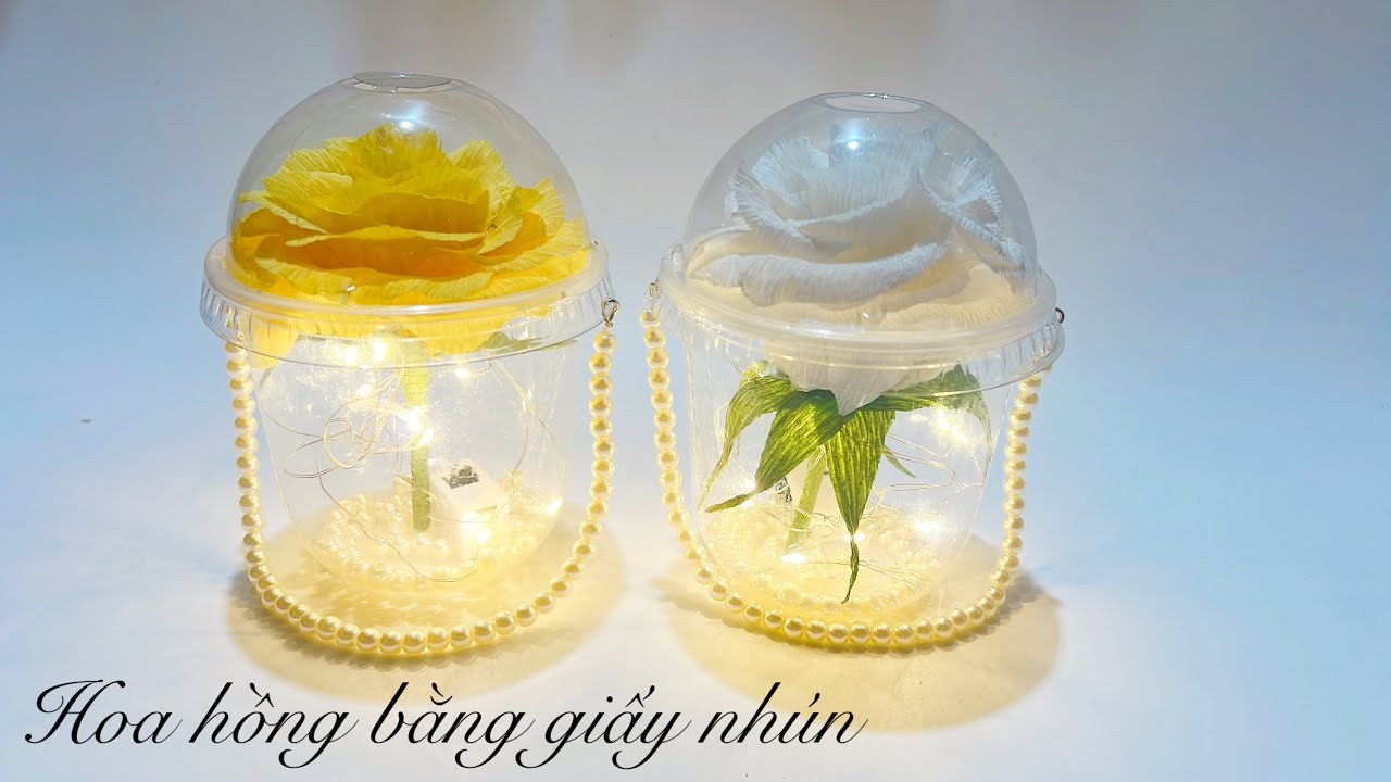 Hướng dẫn làm hoa hồng bằng giấy nhún, làm món quà tặng 20/10 | Mẹ tít handmade