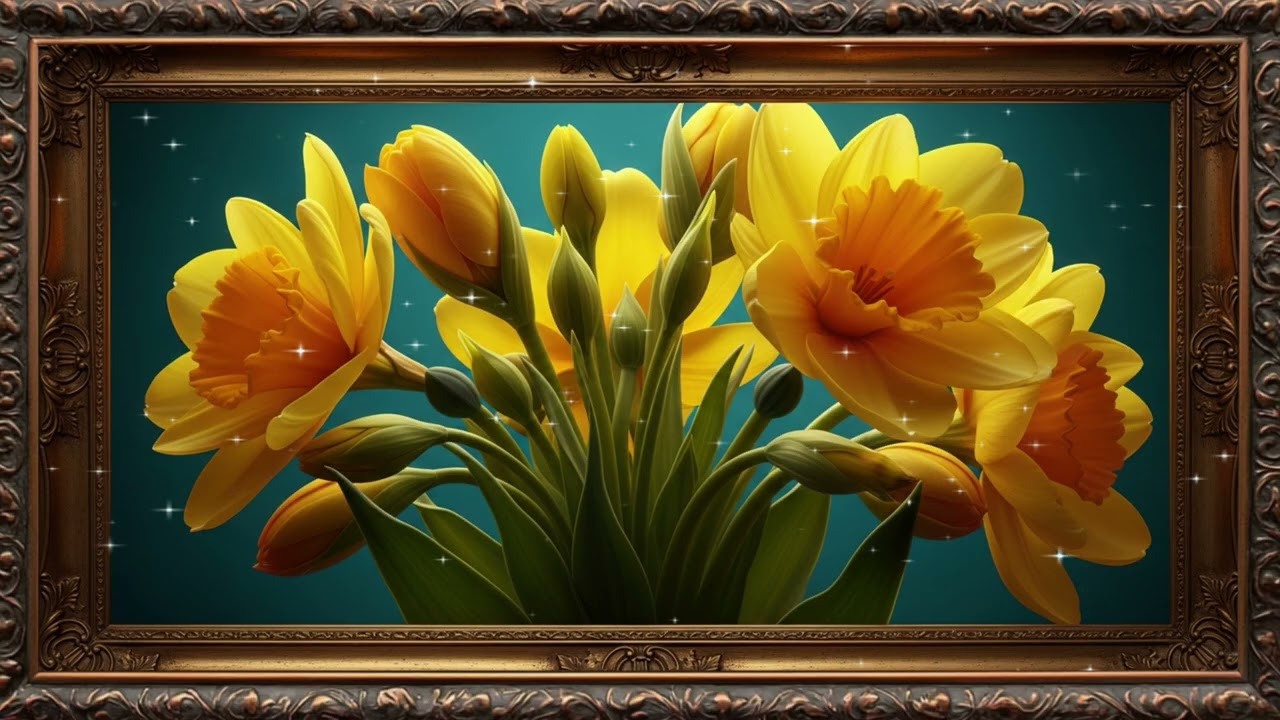 Daffodil Flower Wall Art 4K | Bright Spring Floral TV Background 90 Minutes Loop