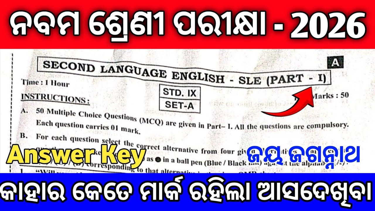 9th Class Annual Exam 2026 English Question Paper। Class 9 Annual Exam 2026 Question Paper English।