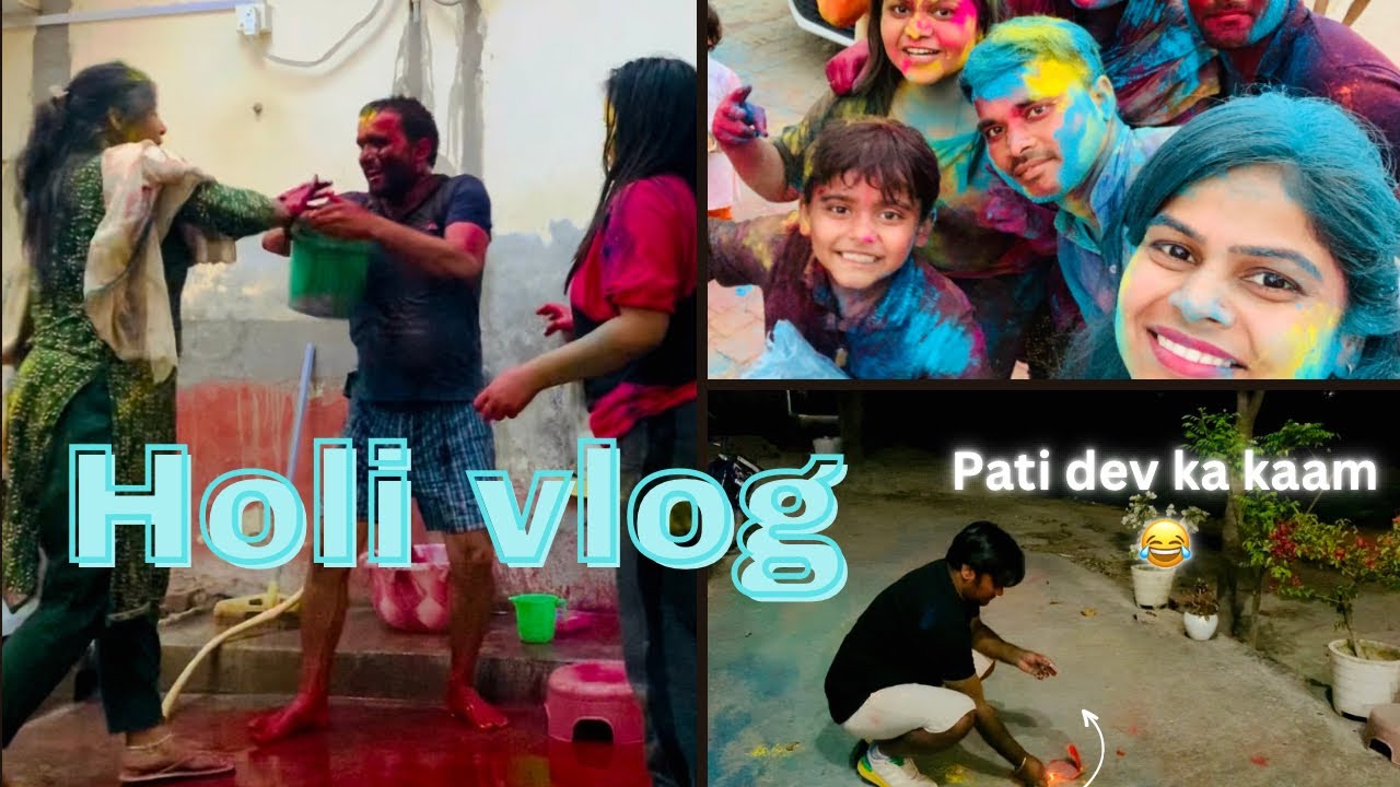 Sabko rang laga ke bahut maja aaya | Holi milne gaye sabke yahan😍 #indianfestival #holi #gaonkiholi