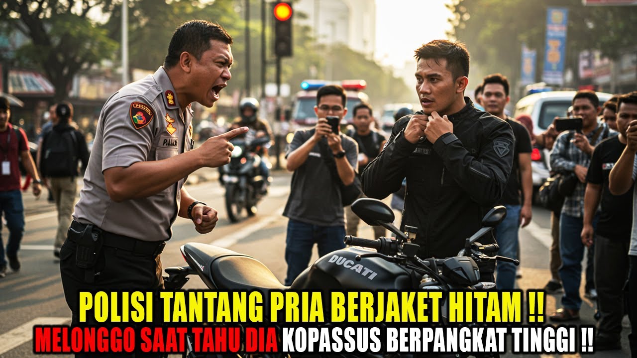 POLISI TANTANG PRIA BERJAKET KULIT HITAM❗ GEMETAR SAAT TAHU DIA  KOPASSUS BERPANGKAT TINGGI❗💥