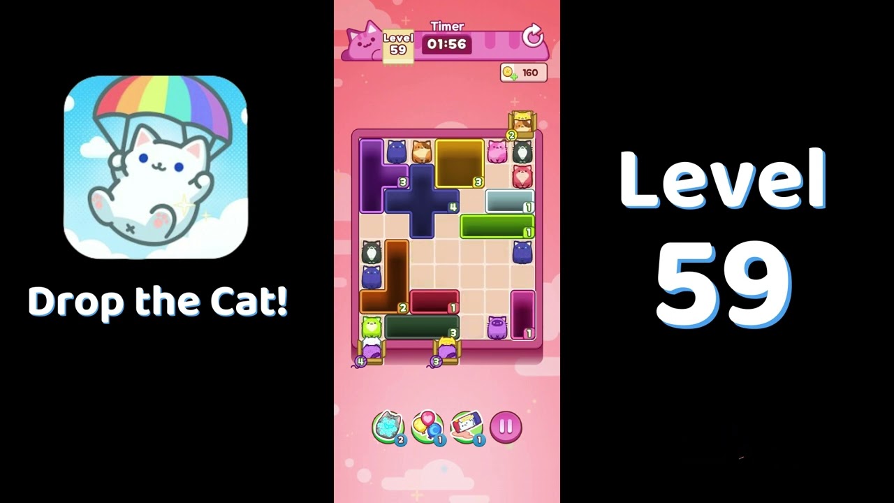 🎮 Drop the Cat! Level 59 Walkthrough | Fun Candy Puzzle Challenge 🐱