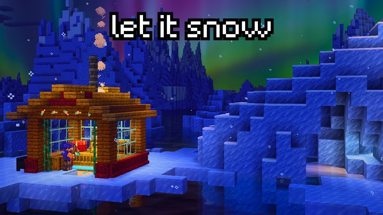 10 Hour Minecraft C418 Music for Study & Sleep | Winter Cabin Northern Lights Fireplace Ambience