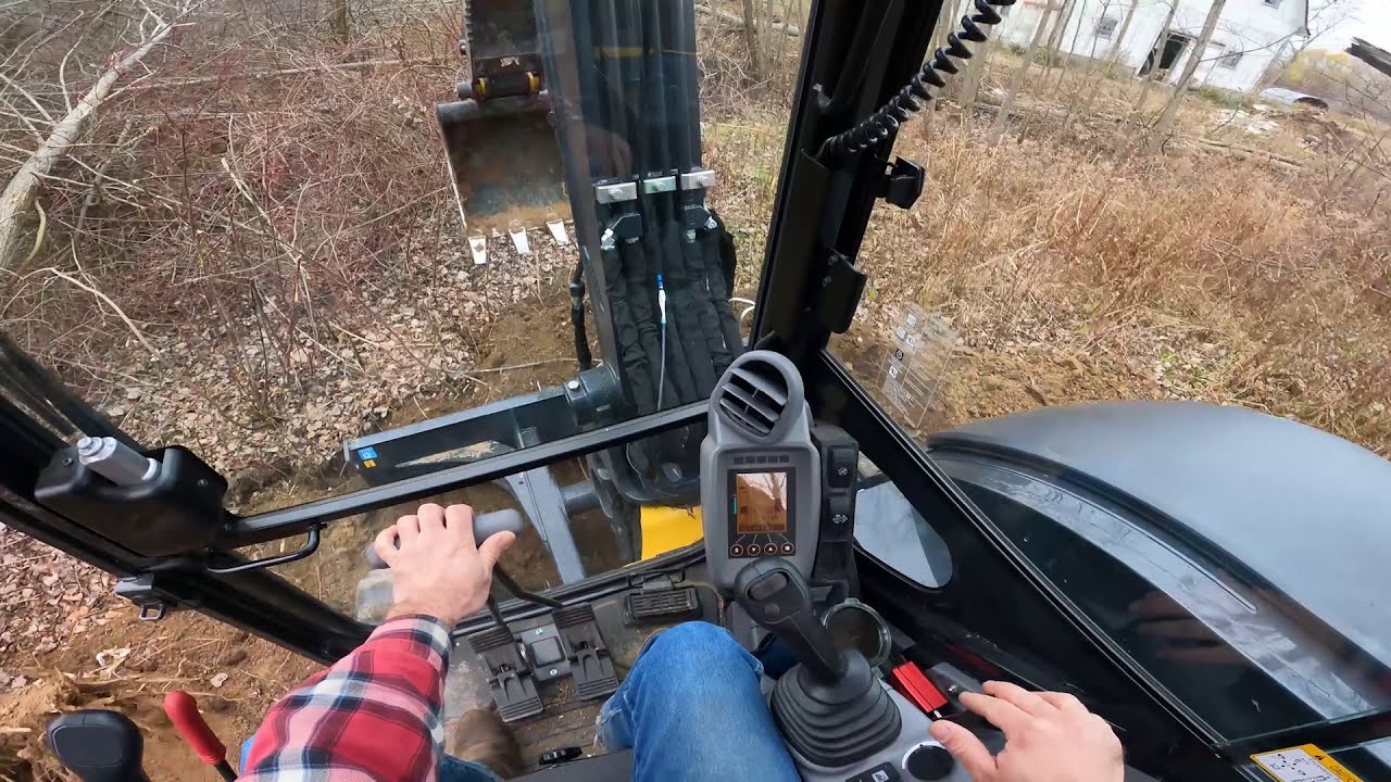 John Deere 60G Mini Excavator - POV - Digging Out Stumps