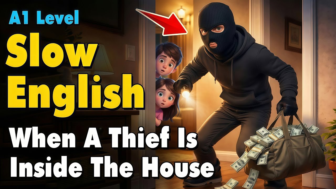 A Thief Comes to Tom and Emma House | Slow Easy English Listening Practice For Beginners (A1 Level)