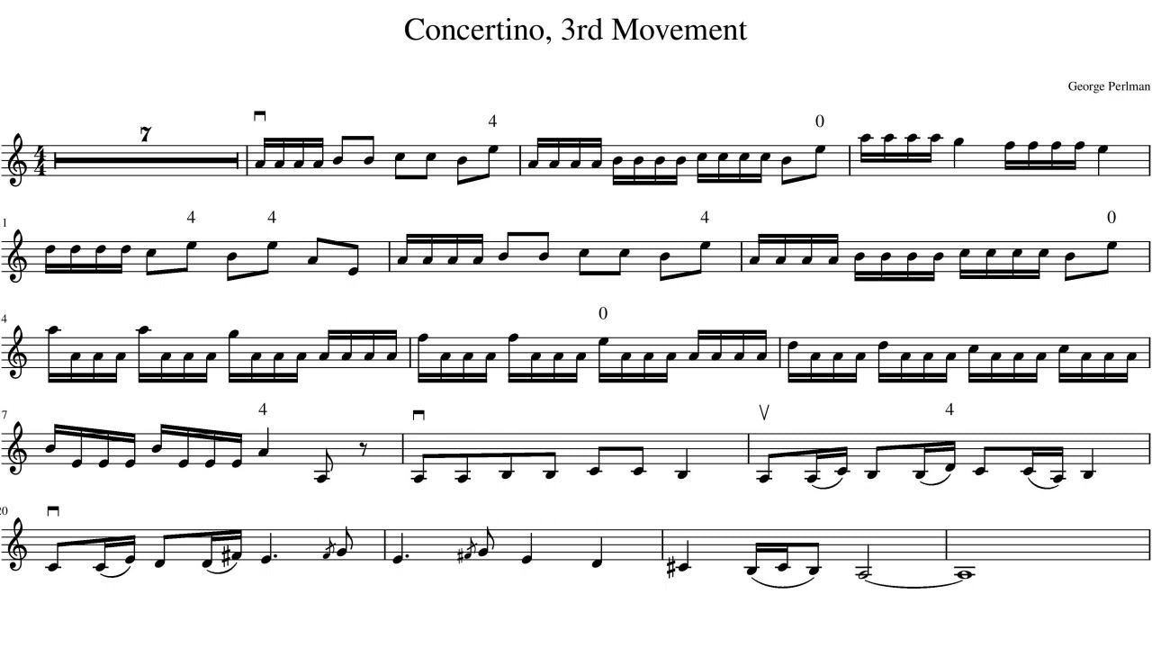 Perlman Concertino, 3rd Movement, Violin