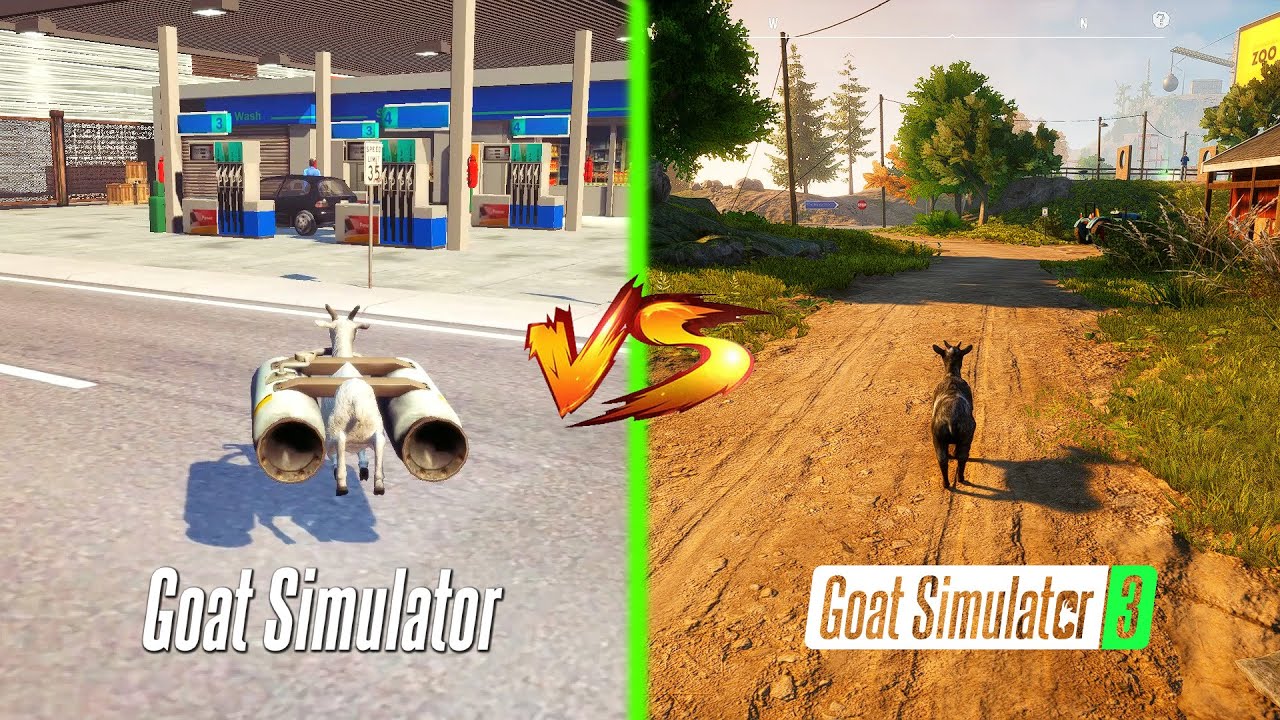 Goat Simulator Vs Goat Simulator 3 (Comparison) | Gameplay