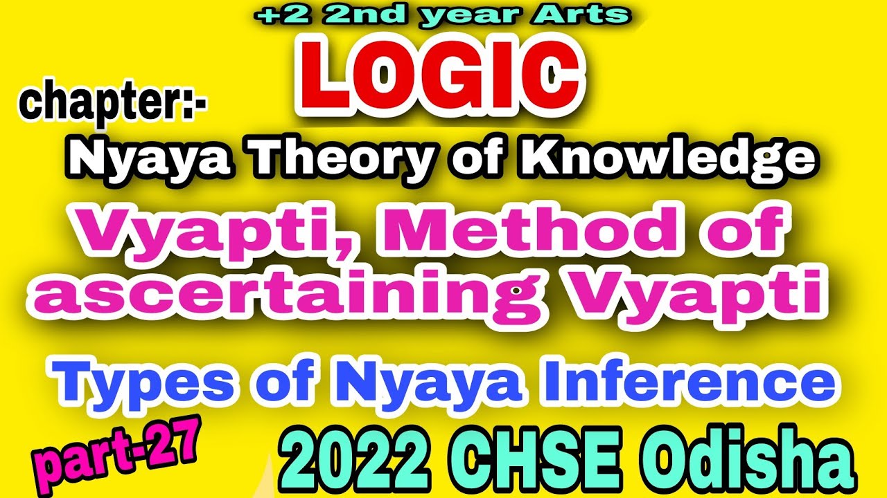 #27 Vyapti, types of Nyaya Inference, samavyapti,asamavyapti, Purvavat,sesavat, svarthanuman, logic