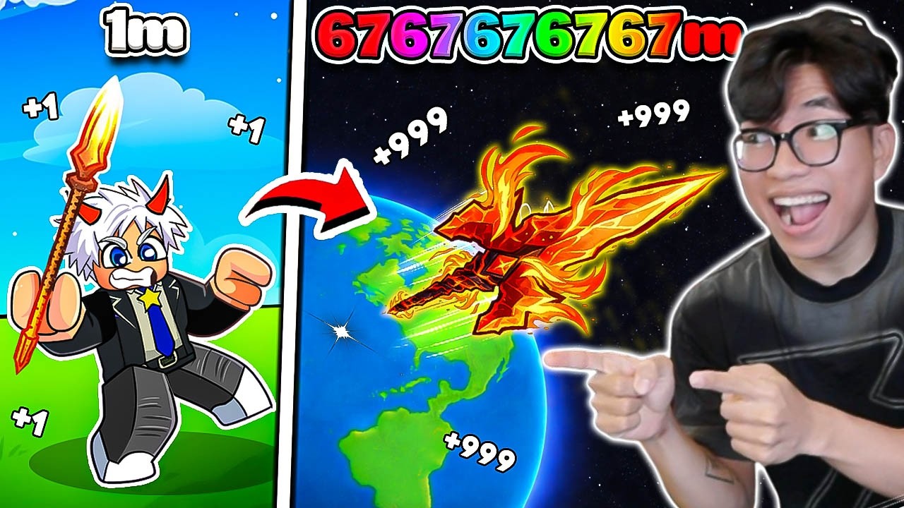 MỖI 1 GIÂY +1 SỨC MẠNH NÉM LAO VỚI ĐỘ XA 132,676,666M TRONG ROBLOX