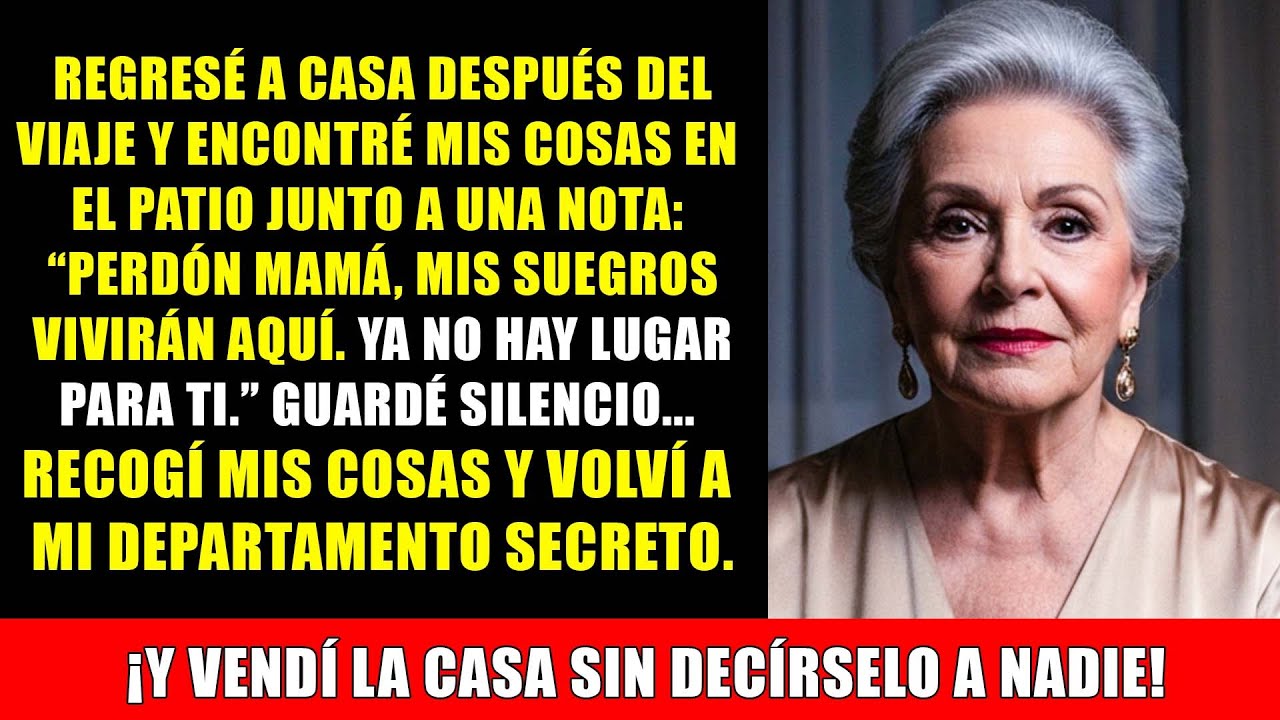 Después del viaje, hallé mis cosas en el patio con una nota: 